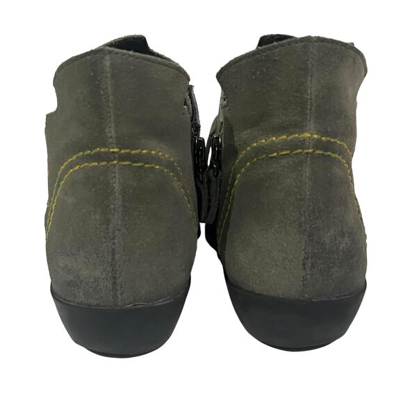 Maciejka Ankle Boots Leather Flats Gray Yellow Vintage-Look Lace Up Zipper Sz 8 - Picture 7 of 11